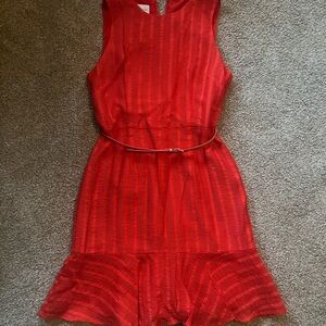 Donna Morgan Red Textured Sleeveless Dress with Belt